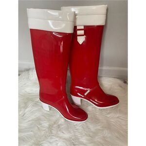 Burberry Rare Vintage Red Rubber Boots.  Authentic. Size 38